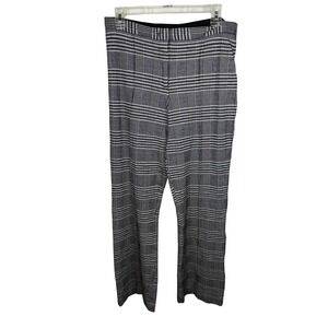 Elie Elie Tahari Glen Plaid Dress Pants Black White High Rise Straight Leg Sz 10